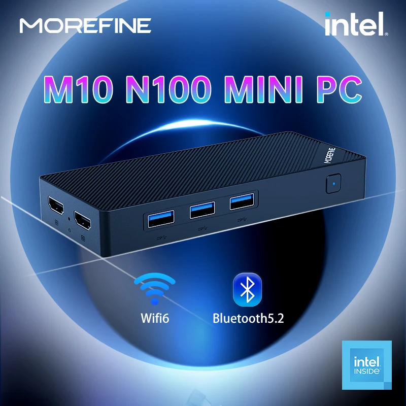 

MOREFINE M10 мини-ПК AlderLake N100 портативный компьютер LPDDR5 12 ГБ 512 Гб Windows 11 SATA SSD WIFI BT 4K HD 1000M игровой компьютер