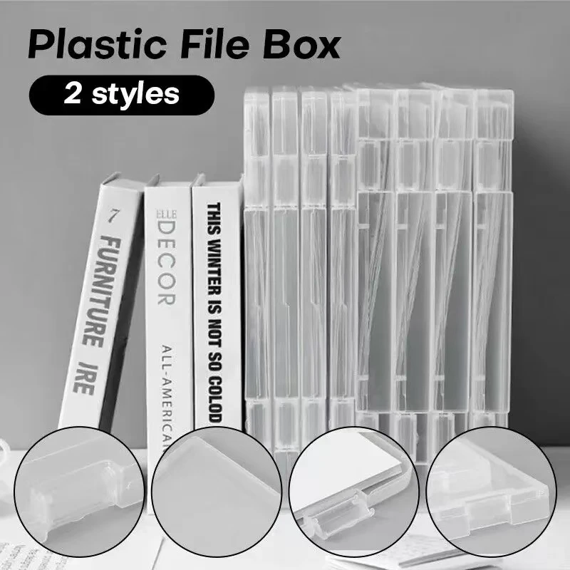 1PC Clear Document Storage Box Stationery Organizer Folder Office Bill Storage Sorting Plastic Box A4 Paper Capacity