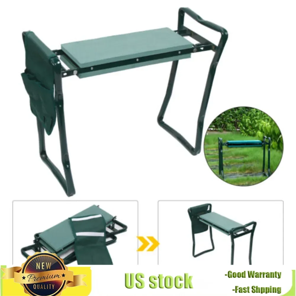 

Multi-functional Portable Garden Supply Kneeler Foldable Soft Pad Kneeling Stool Chair Green 150KG Bearing Weight With cloth bag