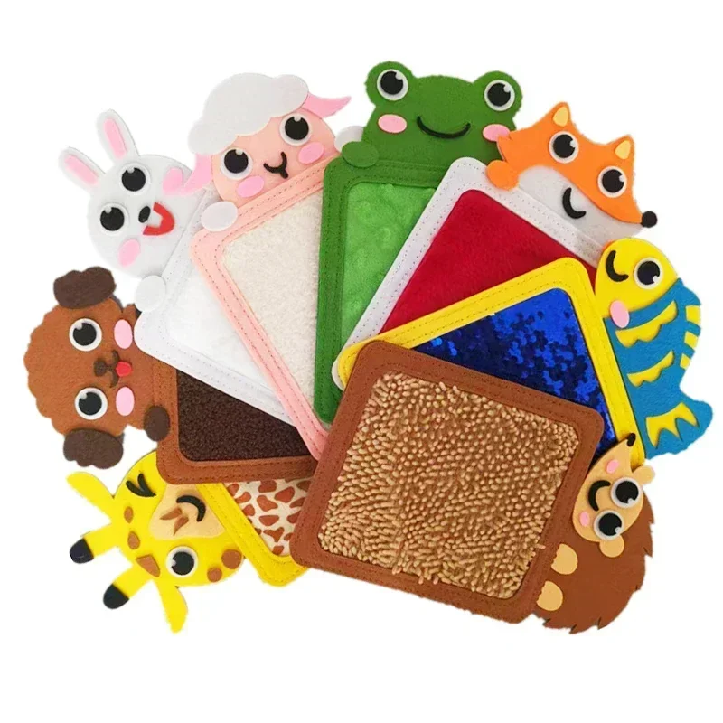 Felt Sensory Mats for Autistic Children Cartoon Animal Cognition Tiles Textured Pads Developmental Preschool Education Toys