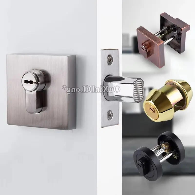 European C-class Mortise Lock Copper Cylinder Deadbolt Lock Invisible Hidden Door Locks Passage Living Room Bedroom Lock + Keys