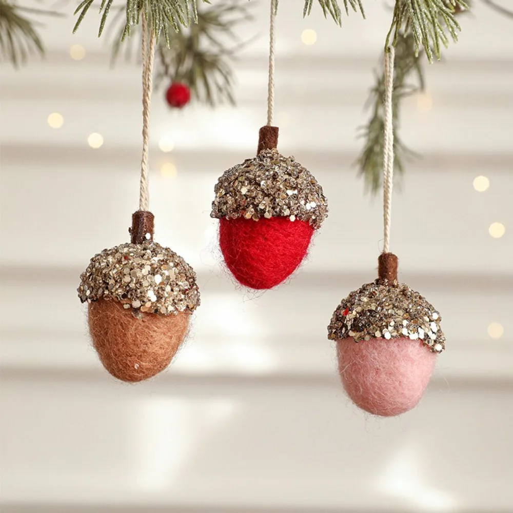 Ornament Christmas Tree Decor Hanging Pendant Wool Felt Gifts Acorn Pine Pendant Small Christmas Tree Pendant Christmas