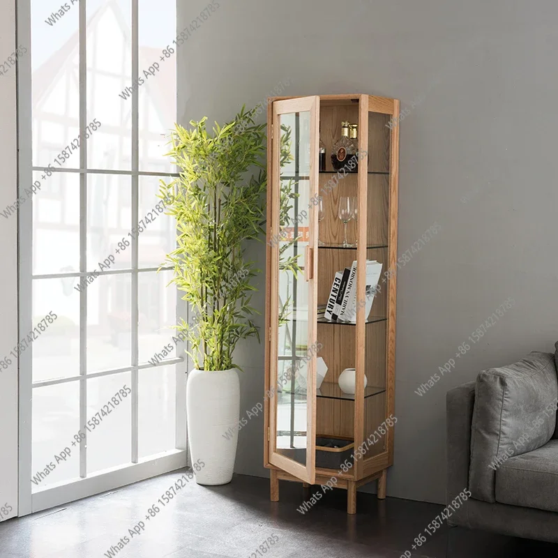 

C Оригинальный книжный шкаф из ясеня в японском стиле, современный винный шкаф для хранения вещей, простая витрина для фигурок, мини-стеклянный боковой шкаф
