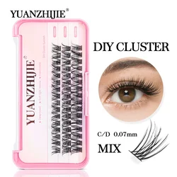 YUANZHIJIE 3Rows DIY 36Clusters Individual Eyelash Extension Natural Segmented C/DCurl Eyelash Bundles Makeup Tools Supplies