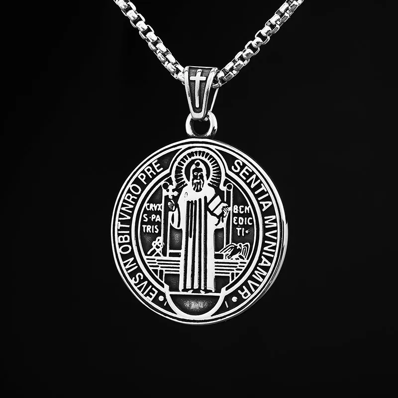2024 New 316L Stainless Steel Saint Benedict Exorist Reversible Pattern Cross Pendant Necklace Man Women Faith Amulet Jewelry