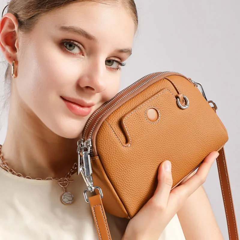 

100% Genuine Leather Women's Bag New High Quality Small Purse Cowhide Women Crossbody Bags Fashion Versatile Shoulder Bag