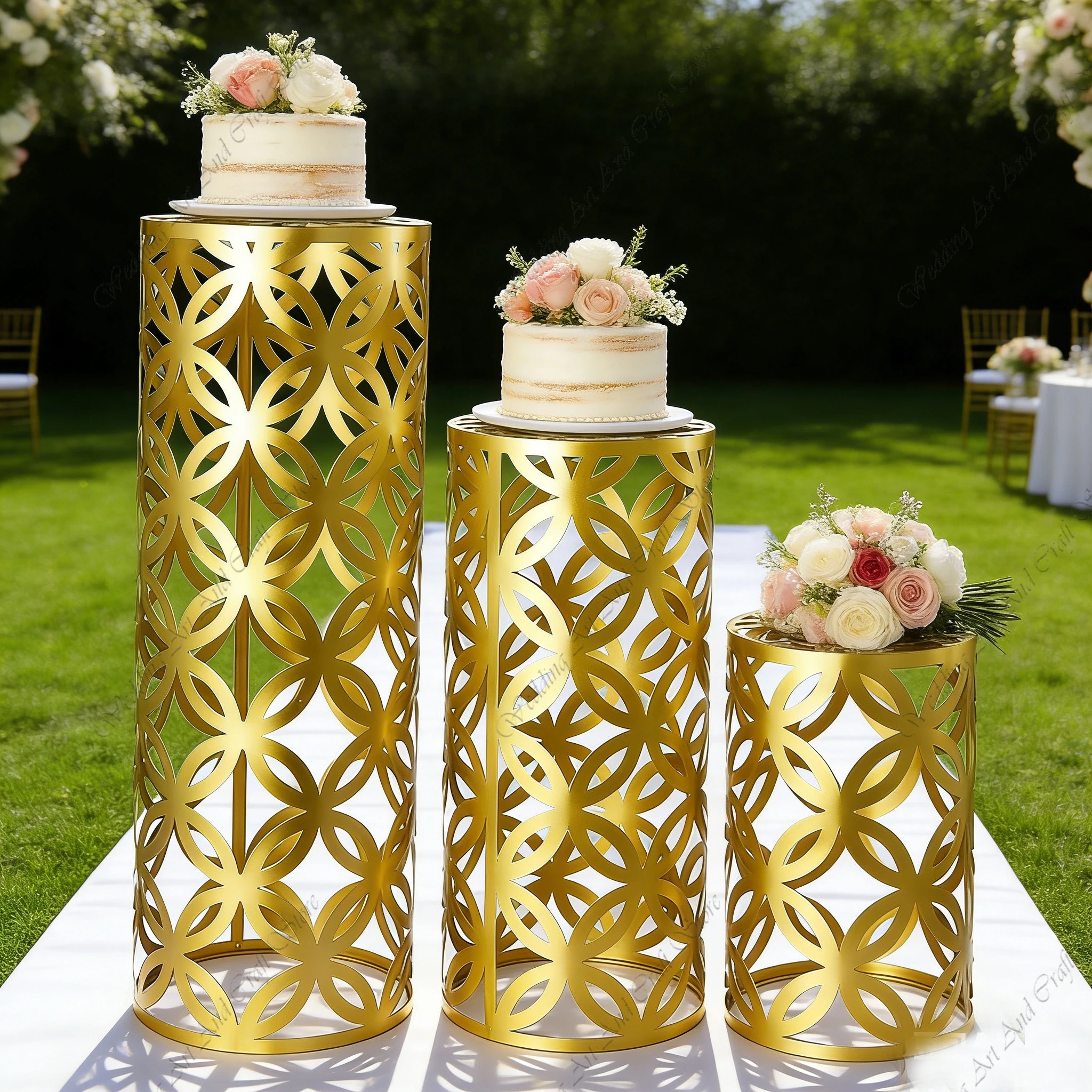 3pcs 40/60/80cm Gold Circle Iron Stand Cake Table Cake Stands Wedding Supplies Flower Rack Cake Stands for Wedding Table ivy807