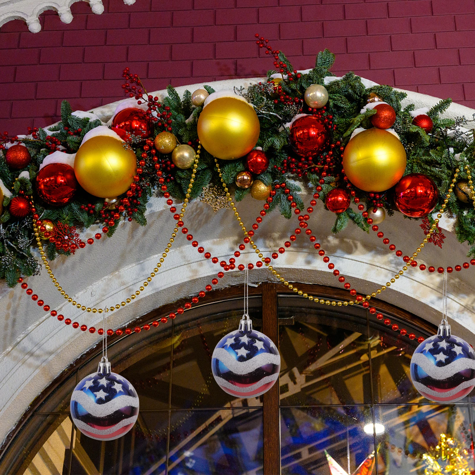 

12pcs 6Cm Usa Flag Hanging Decor Independence Day Ornaments Ball Decor For Wall Door Window Party Supplies Holiday Decoration