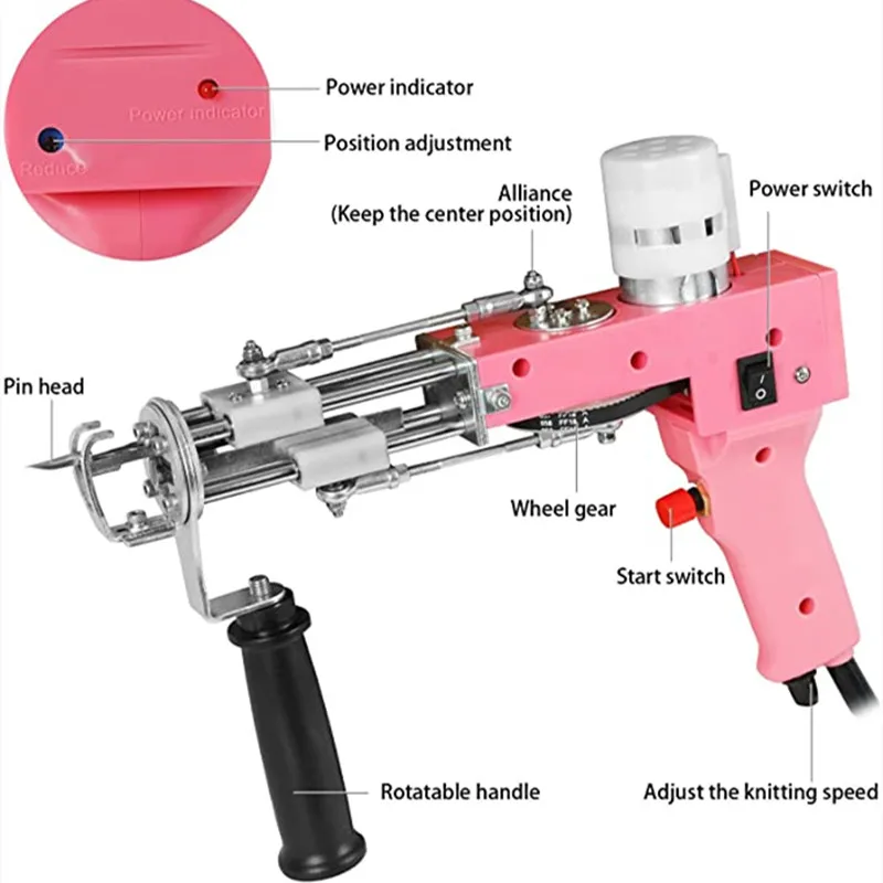 Tufting Gun 2 in 1 Cut Pile Loop Pile Rug Gun Machine Starter Kit Rug Tufting Kit Electric Tufting Gun Carpet Weaving Machine
