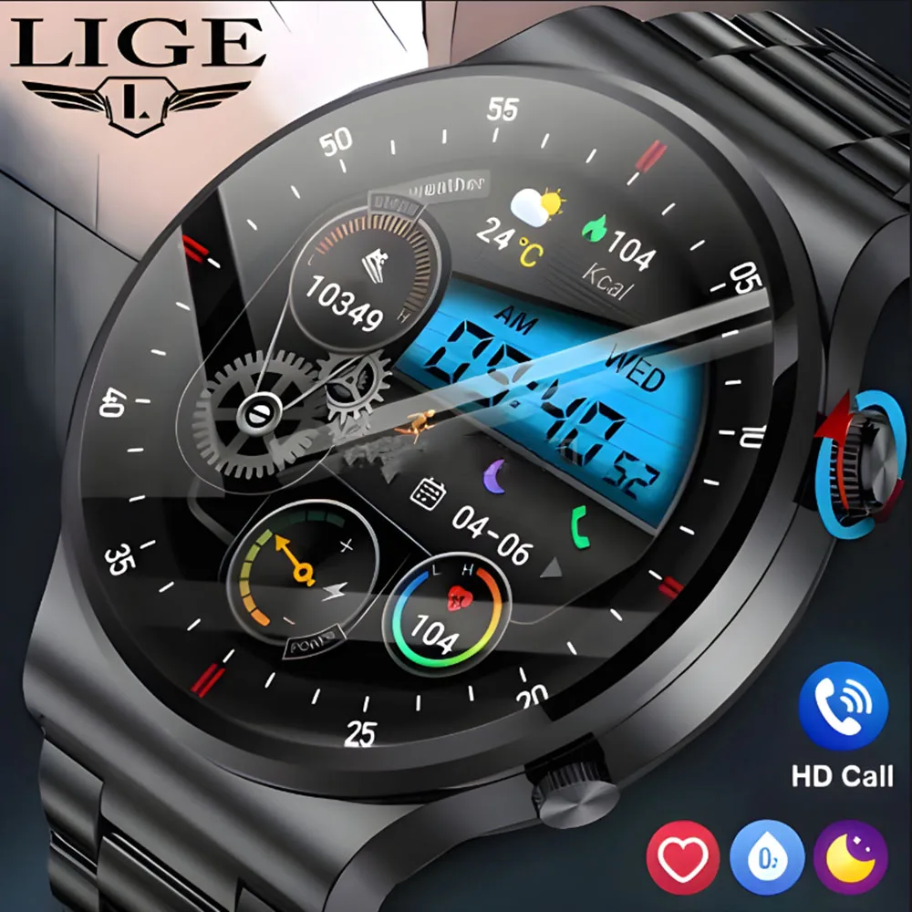 LIGE Bluetooth Call Smart Watch Sport Fitness Bracelet Waterproof Blood Oxygen Monitor Ultimate Smart Watch Men For Android IOS