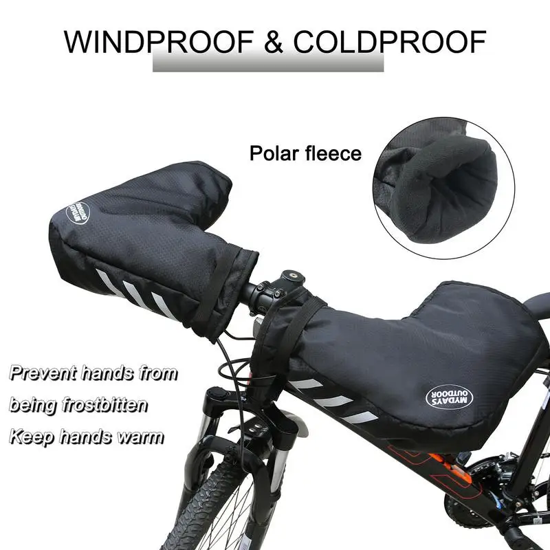 Bicycle Handlebar Warmers Mittens Winter Cycling Motorcycle Reflective Handlebar Muffs Windproof Waterproof Bike Handlebar Cover