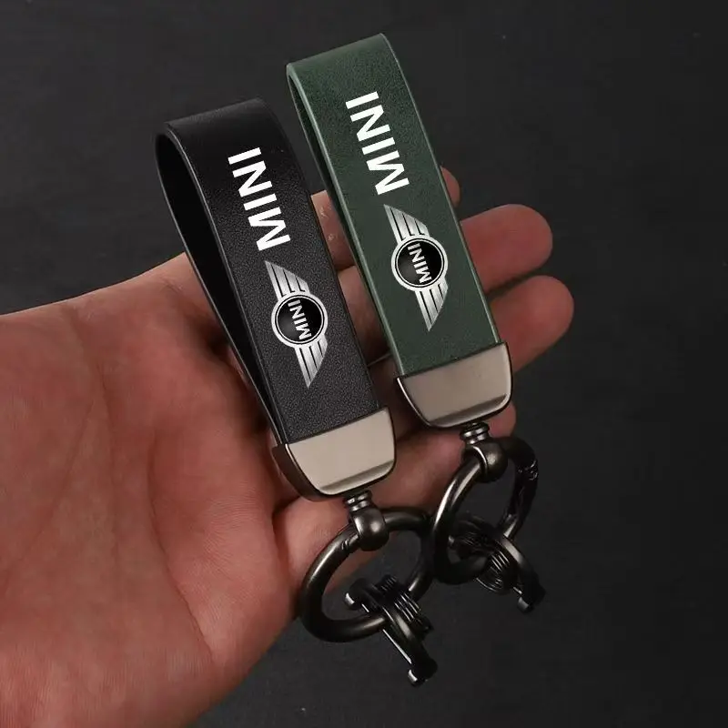 

Car Styling Leather Key Chain Metal Circles Key Charm For MINI Cooper F54 F55 F56 F57 F60 R60 Countryman JWC Accessories