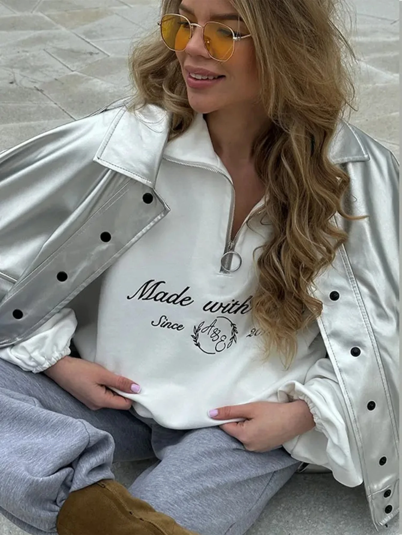 Nova jaqueta de couro marrom estilo retrô americano para o outono, blusa feminina casual e solta.