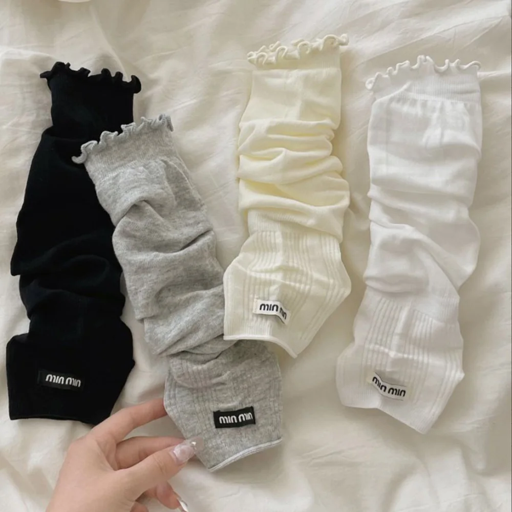 

1 Pair Leg Warmers Korean Style Women Long Socks Foot Cover Spring Summer Uniform Bubble Socks Fashion Edge Curl Girl Loose Sock