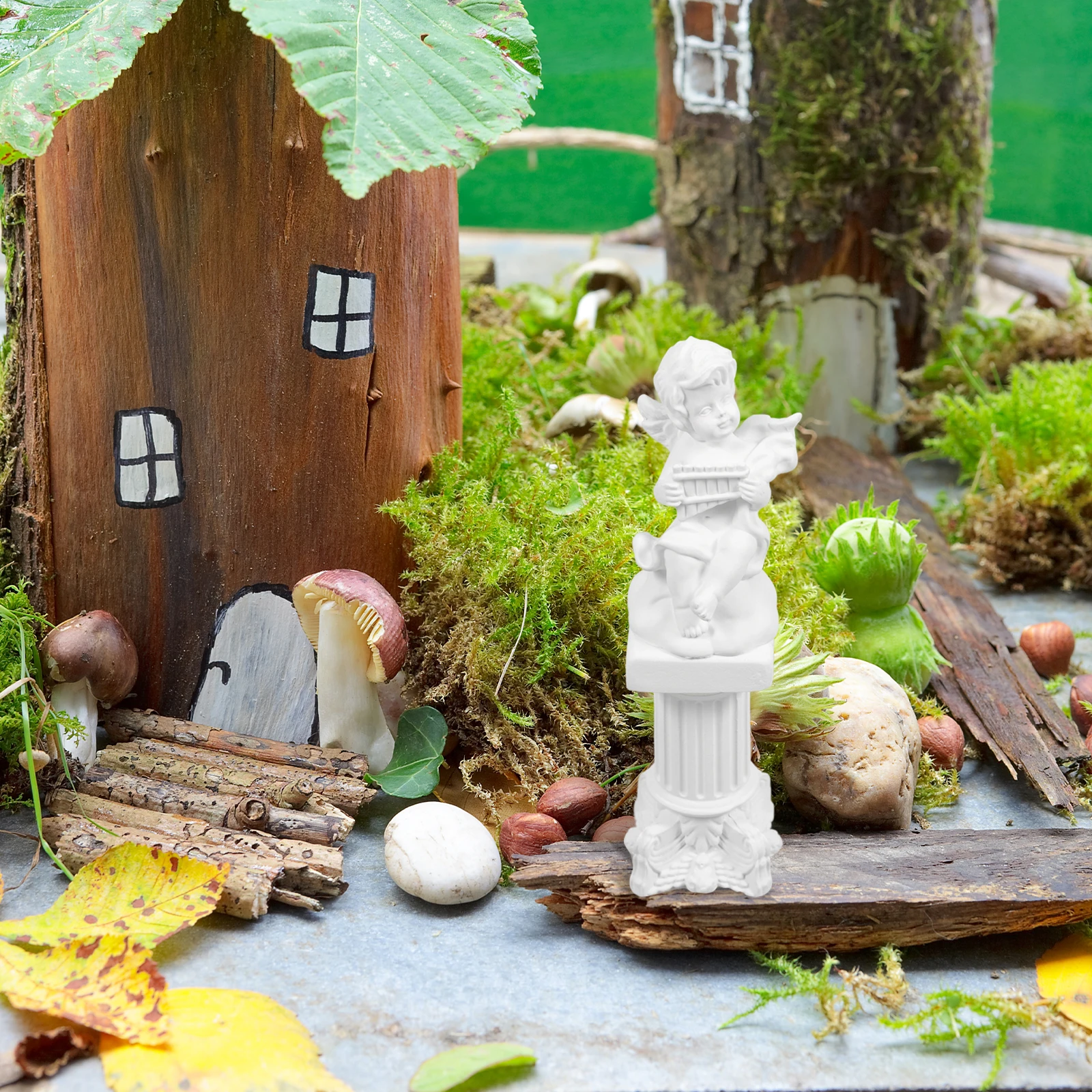 

1Set Roman Column Angel Statue Resin Sculpture Compact Lightweight Home Decor for Desk Shelf Bedroom Living Room Office