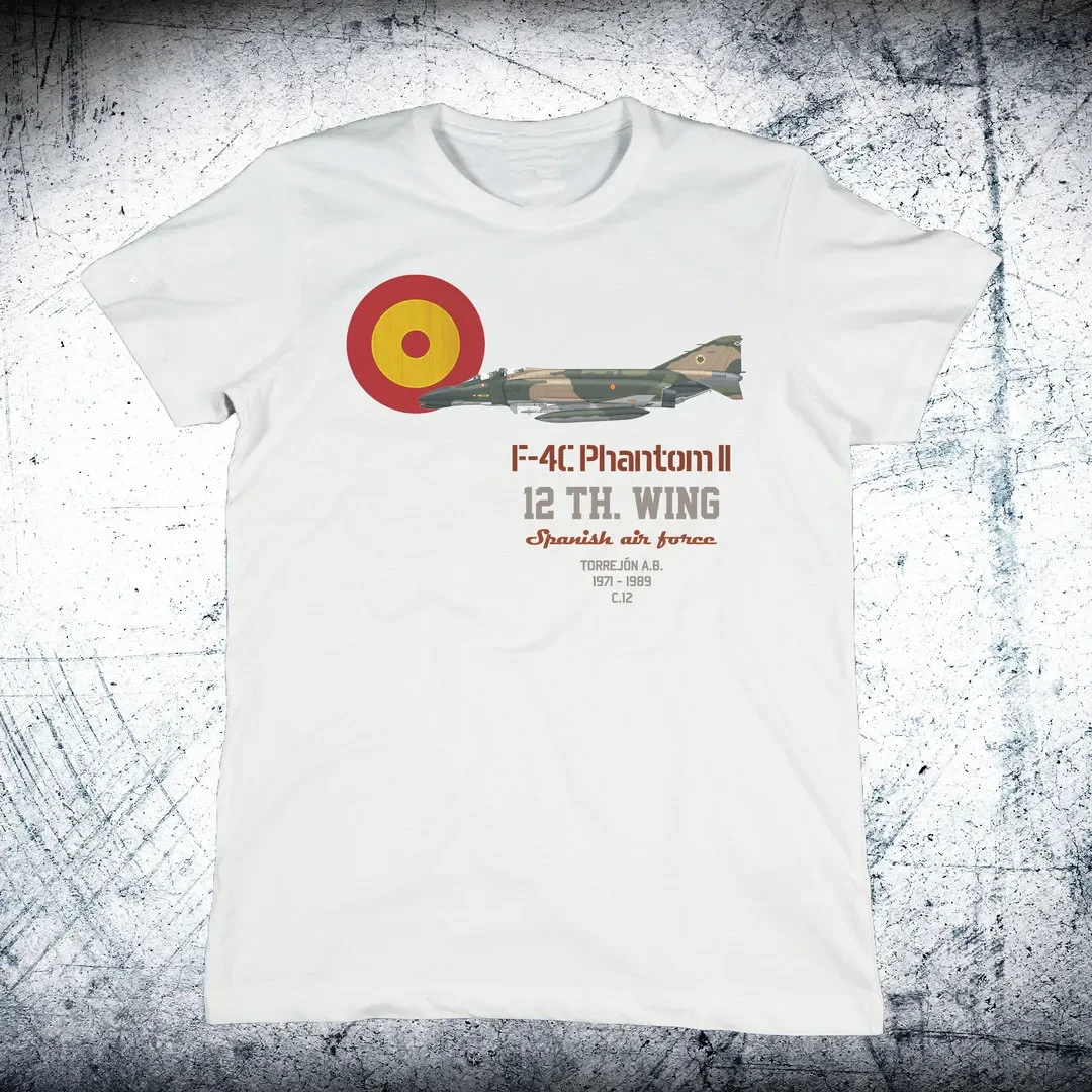 Spanish Air Force F-4 C Phantom 12th Wing Men T-Shirt Short Sleeve Casual Cotton O-Neck Summer T Shirt