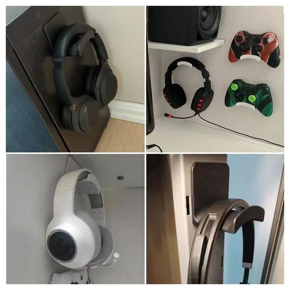 Headphone Bracket Storage Hook Universal Wall Mounted Headphone Stand Controller Holder  Under Desk Hook Headset Rack
