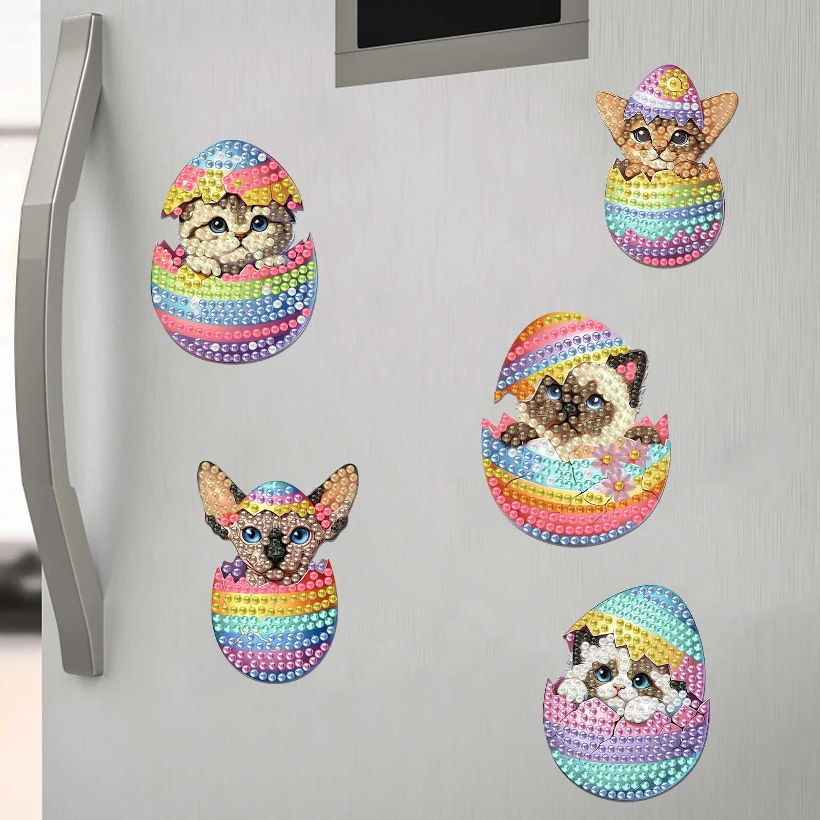 8pcs Easter 2D Acrylic DIY Diamond Art Fridge Magnet Kit Diamond Painting Magnets for Beginners Gifts Home Car Garage Decors