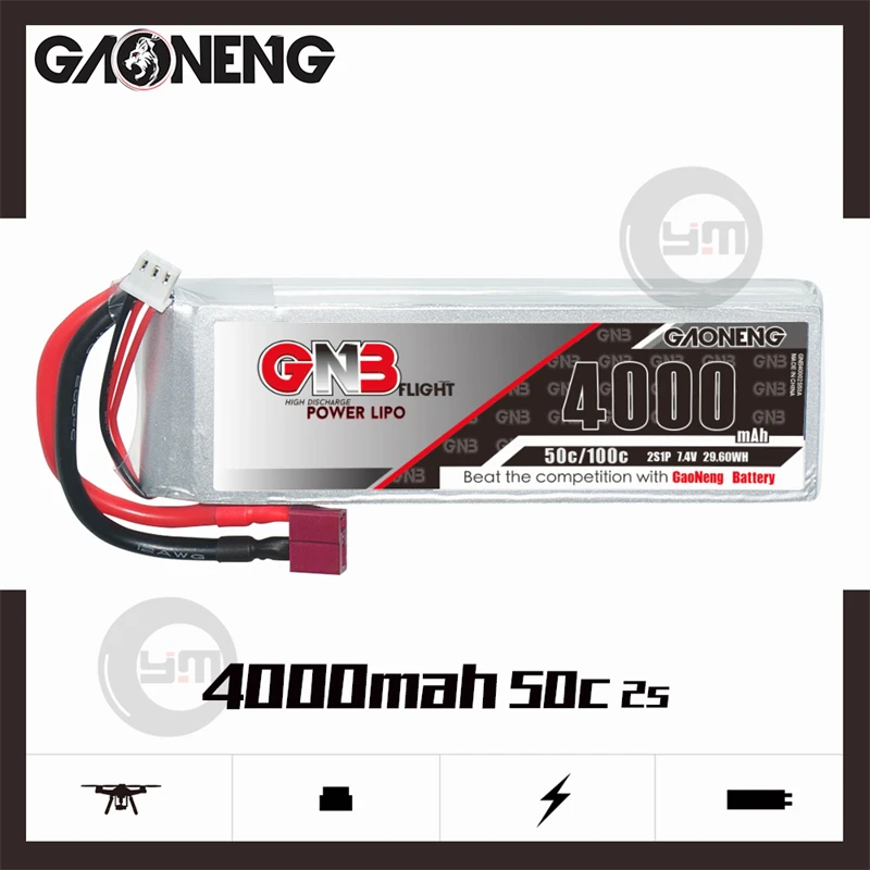 GAONENG GNB 4000mAh 50C 2S/3S/4S/5S/6S 7.4V/11.1V/14.8V/18.5V/22.2V LiPo Battery with XT60/XT90/T Plug for RC Cars Boats Drones