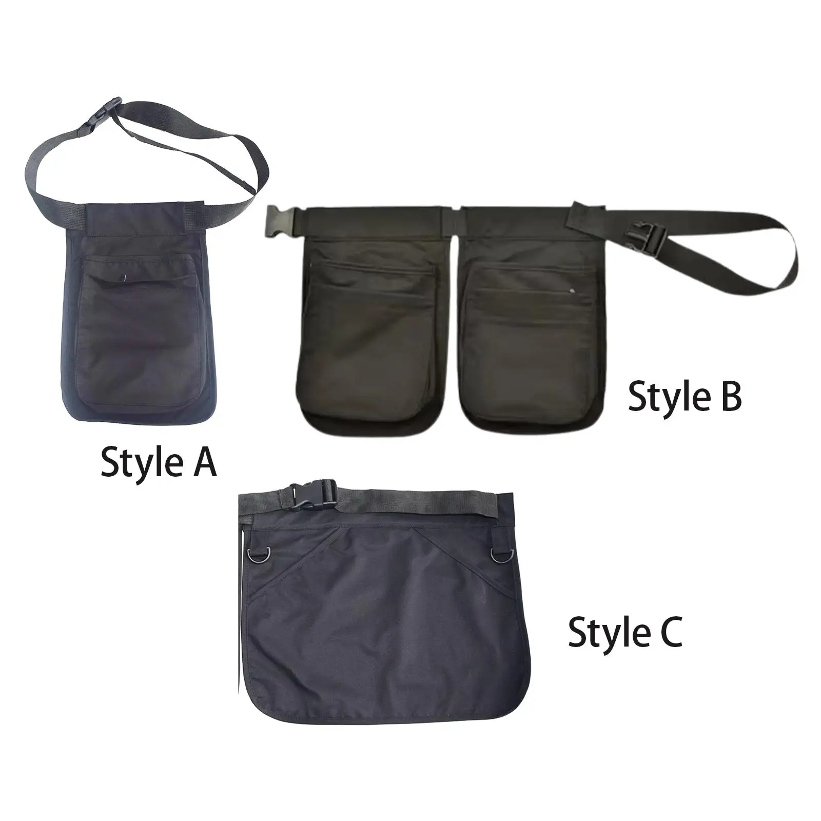 Waist Bag Multi Pockets Black Fanny Pack Lightweight Waitress Work Waist Apron for Running Workout Hiking Dog Walking Activities