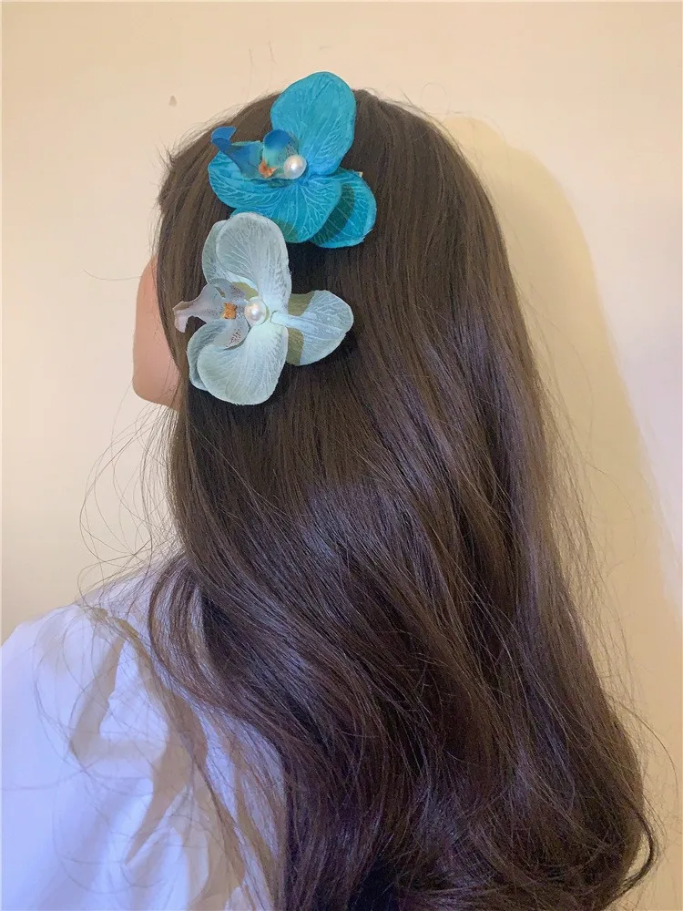 

Заколка для волос Phalaenopsis с жемчугом, орхидея, бабочка, заколка для волос, зажим в виде утконоса, аксессуары, заколки для волос с бантом и цветком, инструменты для укладки волос