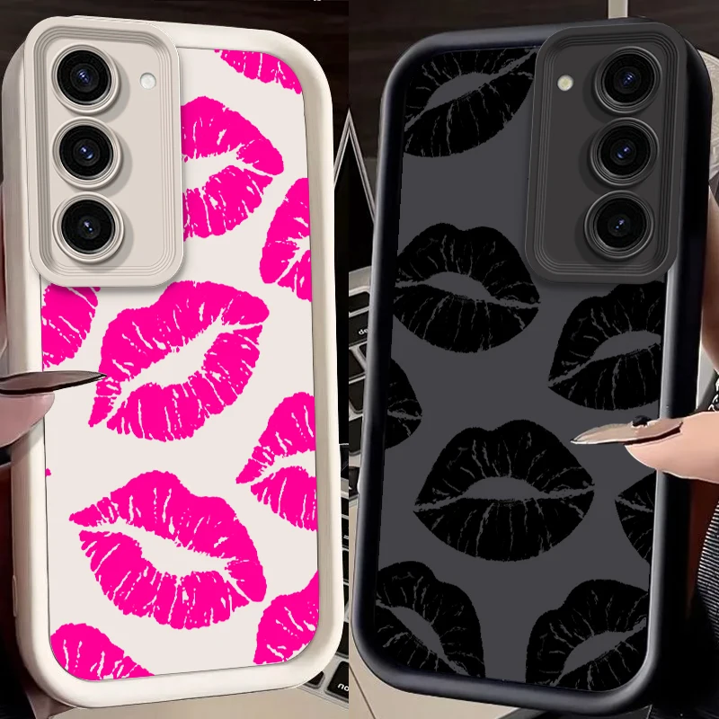 

Sexy Girl Red Lips Fashion For Samsung Note 20 S24 S23 S22 S21 S20 Ultra Plus FE A25 A23 A22 A15 A31 5G Eye Ladder Cover