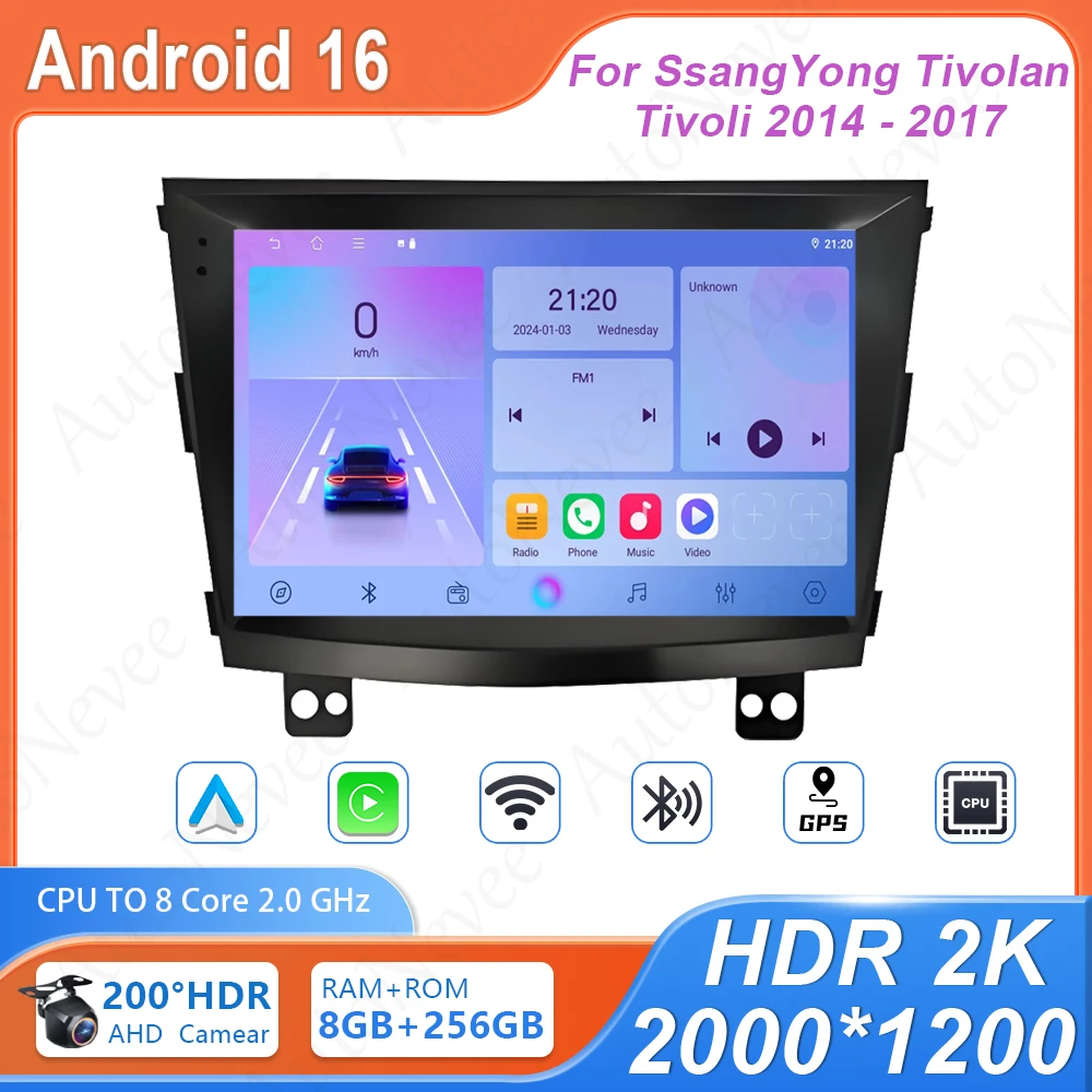 

Android For SsangYong Tivolan Tivoli 2014 - 2017 Car Dvd Auto Radio Stereo Head Unit Multimedia Player GPS Navigation No 2din 4G