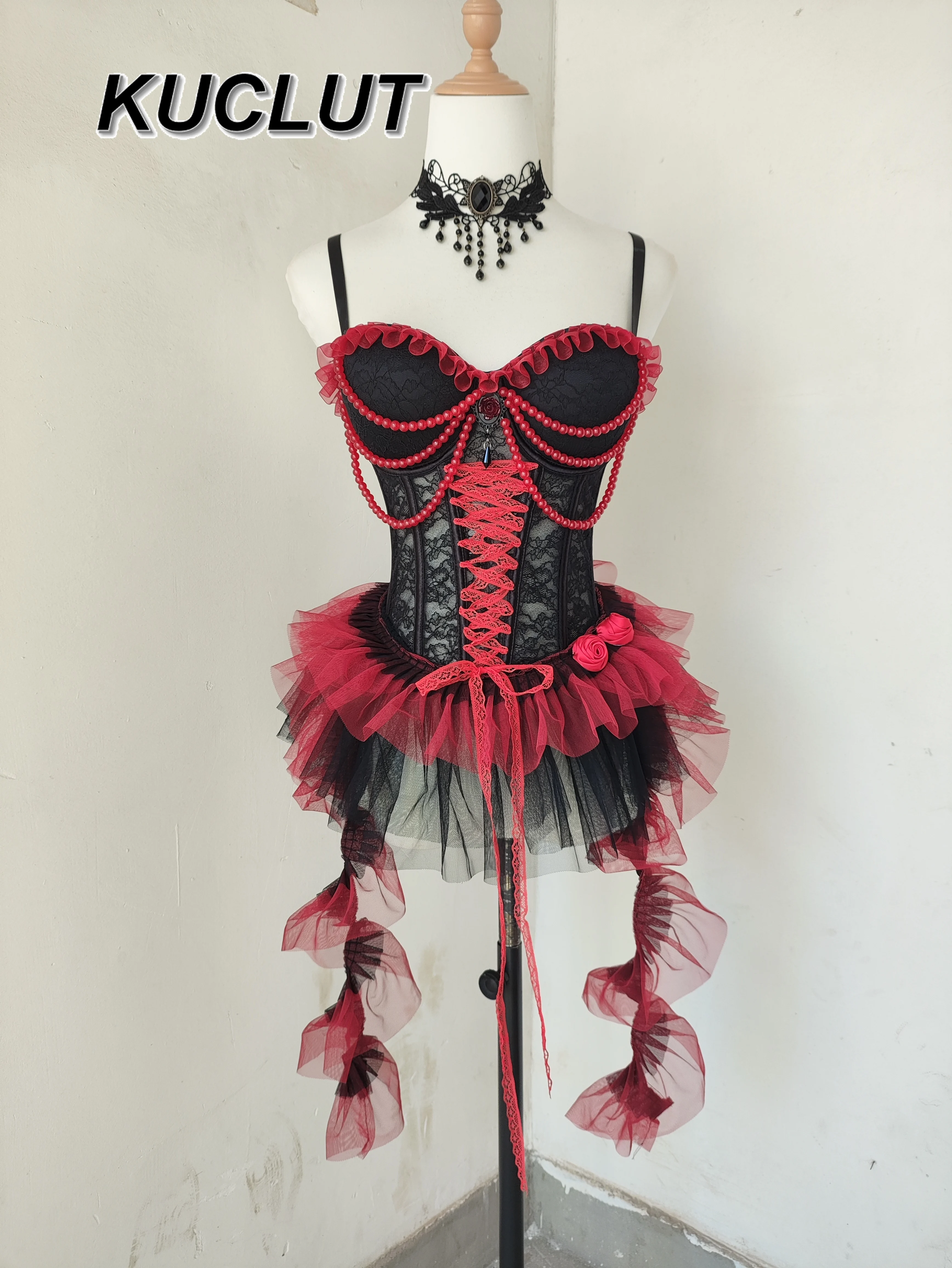 

Women's Tops Summer Gothic Style Sexy Lace Beaded Burgundy Sexy Camisole Mesh High Street Y2k Style Tank Top for Lady