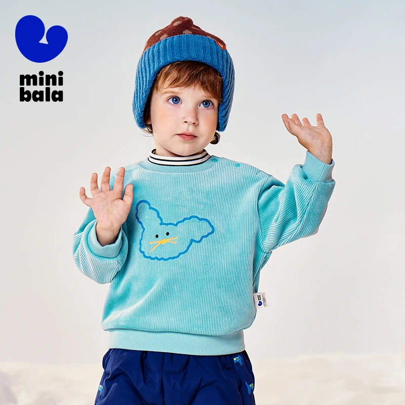 سويت شيرت ميني بالا للأطفال 2025 شتوي مبطن بالصوف مكون من طبقتين برقبة سلحفاة #2