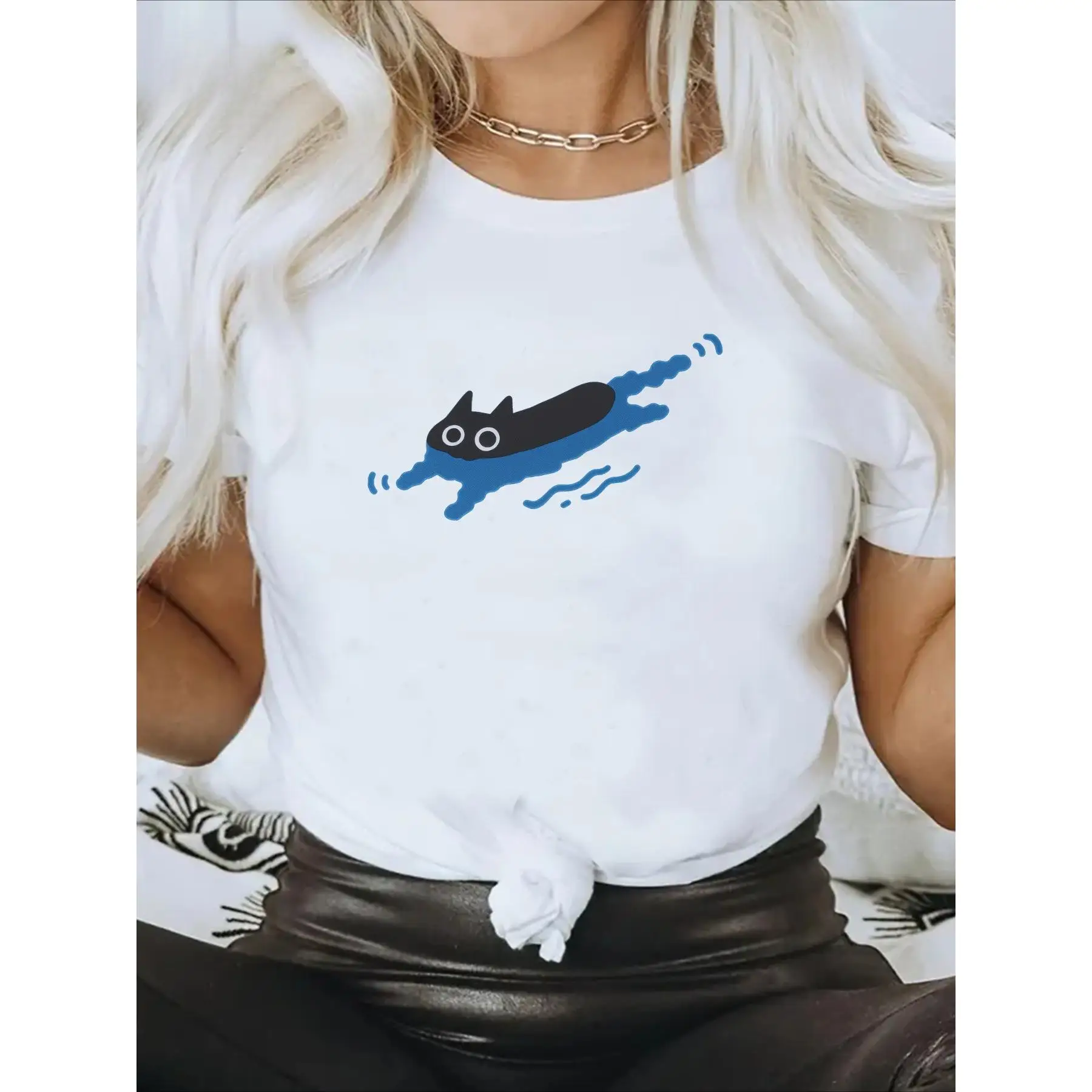 

Unisex Funny Swimming Cat T-Shirt | Aqua Kitty Pool Graphic Tee | Pet Lover Summer Vacation Gift Top