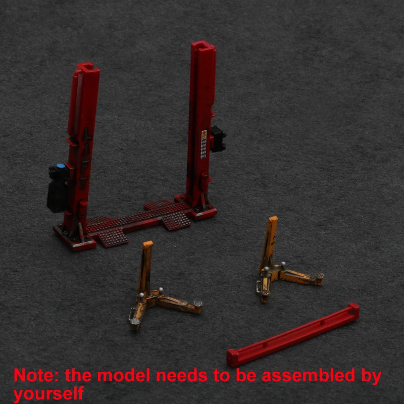 1PCS Voor Diorama 1/64 Schaal Hars Voertuig Lift Motorfiets Lifter Vier-post Lifting Model Garage Onderhoud Scène DIY creatie