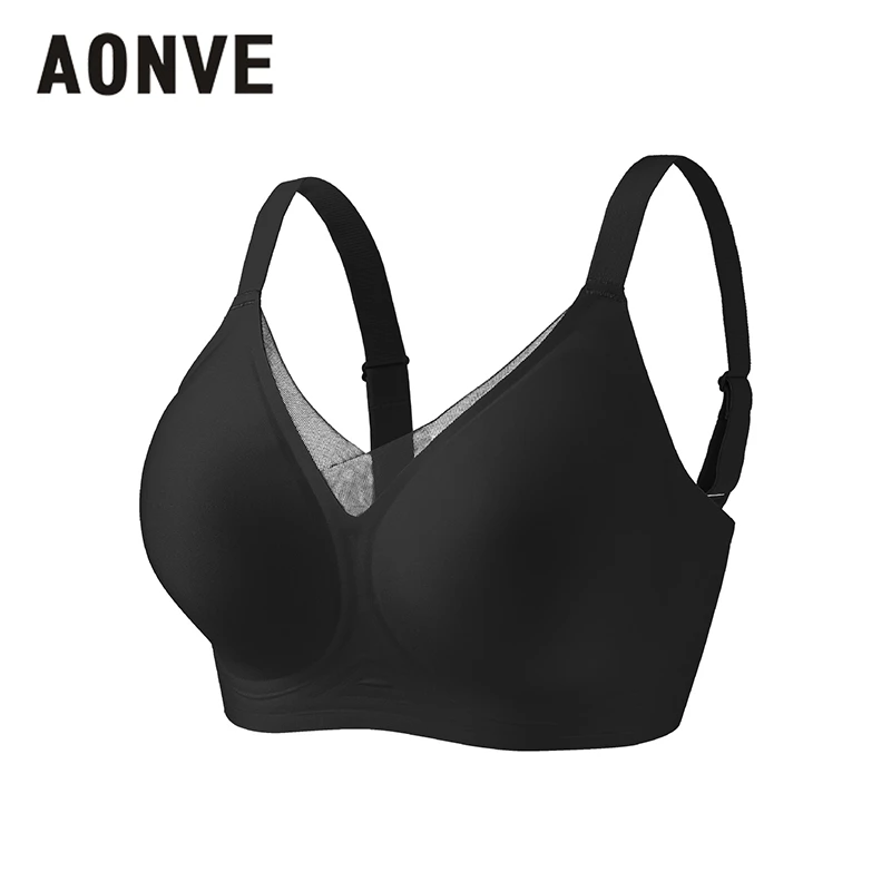 

AONVE Push Up Bra For Women No Steel Ring Full Coverage Bralette Seamless Female Underwear Big Breasts Look Small