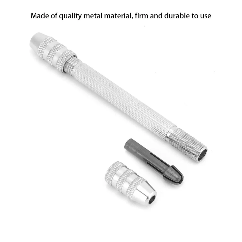 2Pcs Durable Metal Pin Vise Chuck Silver Length 10.3cm Double End Pin Vise Manual Hand Drill for Winding Copper Wire