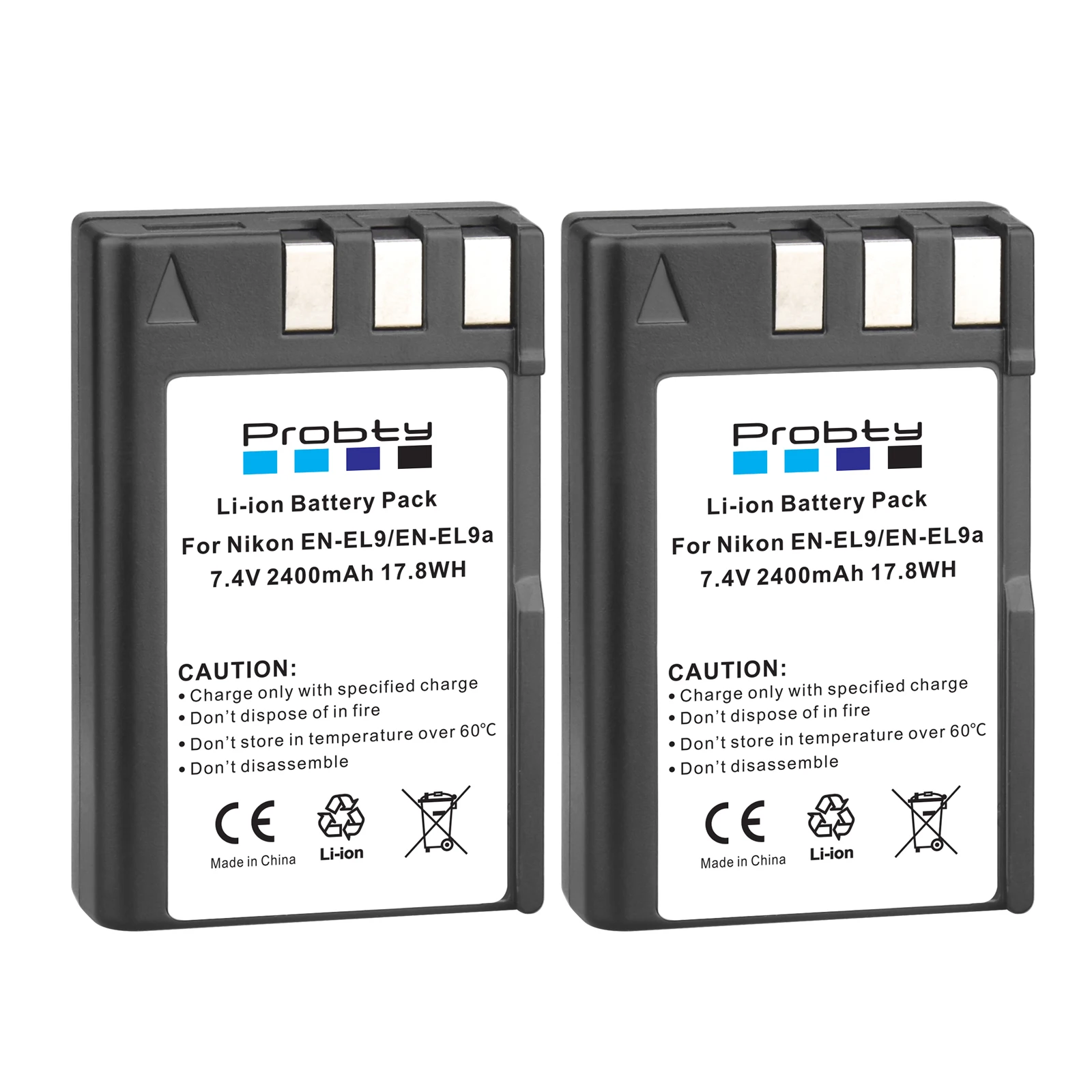 2 Pcs 7.4V 2400mAh EN-EL9 EL9 EN EL9 High Capacity Li-ion Rechargeable Battery For Nikon D60 D40 D40X D5000 D3000 Camera