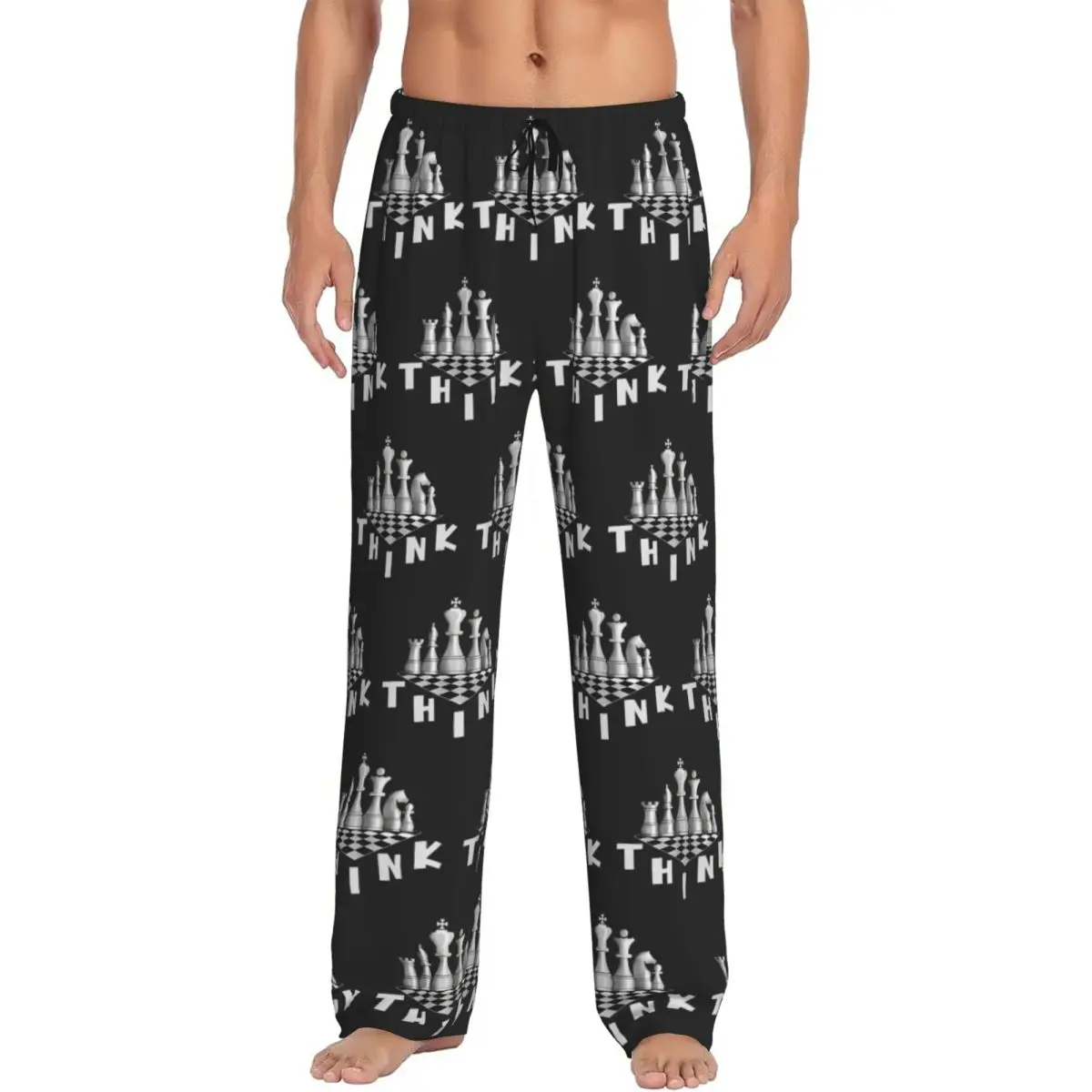 

Custom Chess Board Pajama Pants Men's Chess Think Game Sleepwear Lounge Sleep Bottoms Stretch with Pockets
