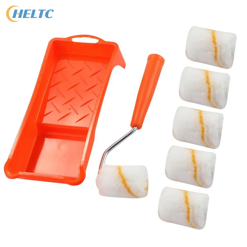 Petit rouleau à peinture de 2 pouces, rouleaux en tissu haute densité avec plateau à peinture pour plafonds, moulures et plinthes, 8 pièces