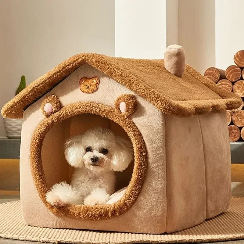 Foldable Pet Dog House Indoor Winter Warm Cat Bed Tent Puppy Cat Nest Kitten Teddy Comfortable Sofa Cushion Pet Supplies