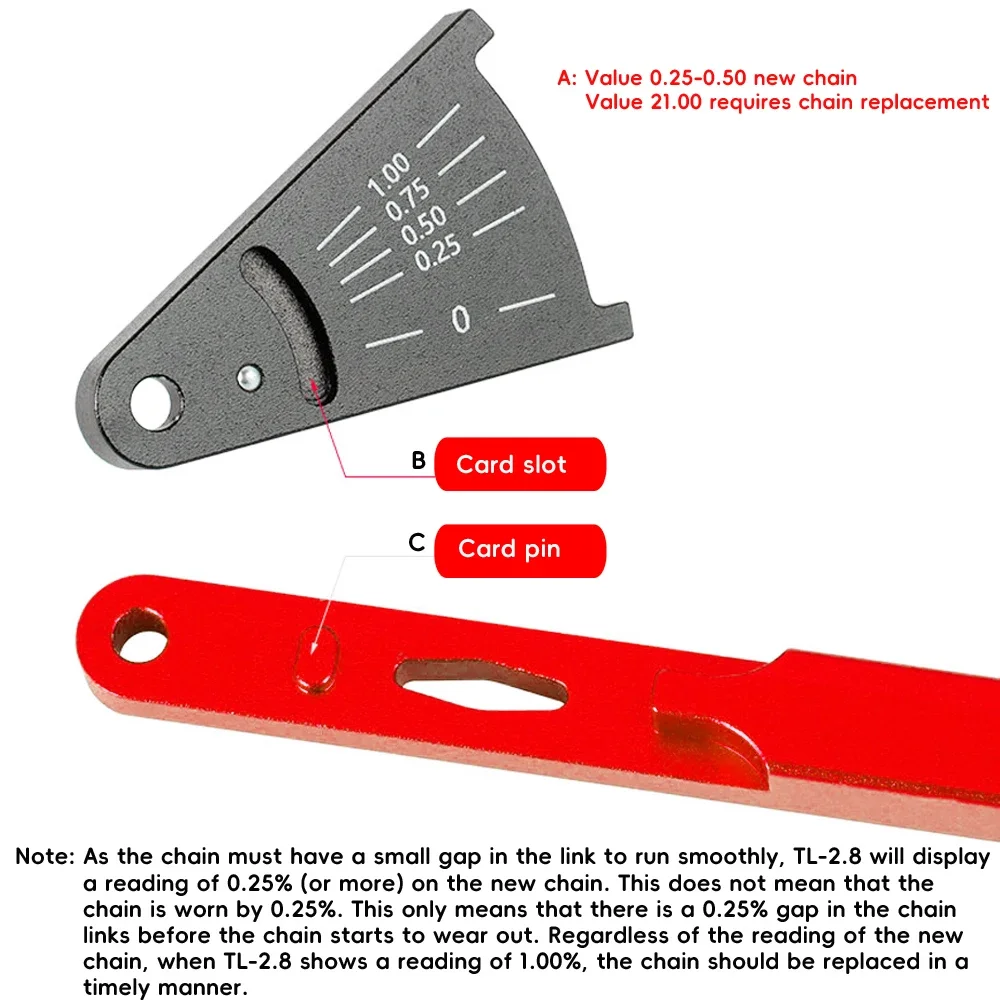 Vxm Mtb Fietsketting Slijtage Indicator Meetschakels Checker Aluminium Cnc Racefiets Multi-Functionele Reparatie Accurate Tools