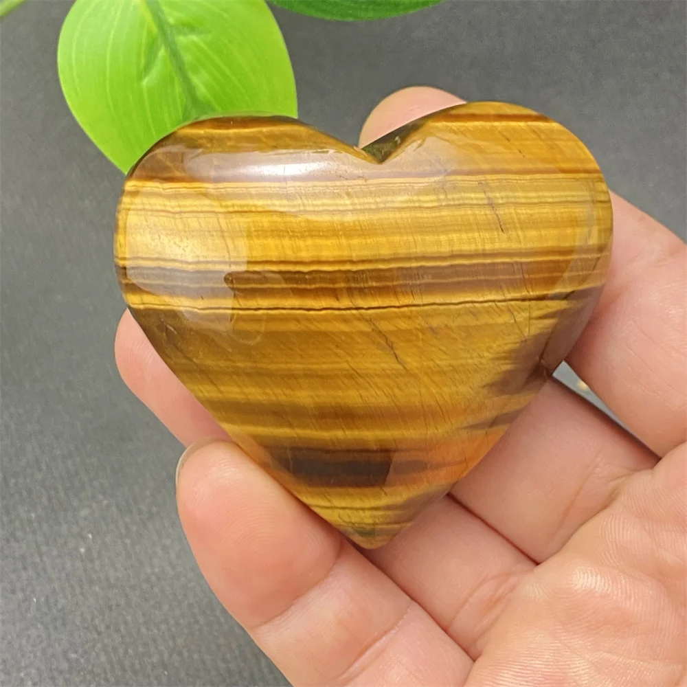 Natural Yellow Tiger Eye Stone Crystal Heart Shape Hand Polished Heart Home Decoration