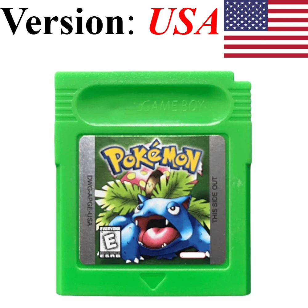 7 Pokémon 16-Bit GBC Spielmodule in Rot, Blau, Grün, Gold, Silber, Kristall, Französische/Spanische/Deutsche/Englische Version