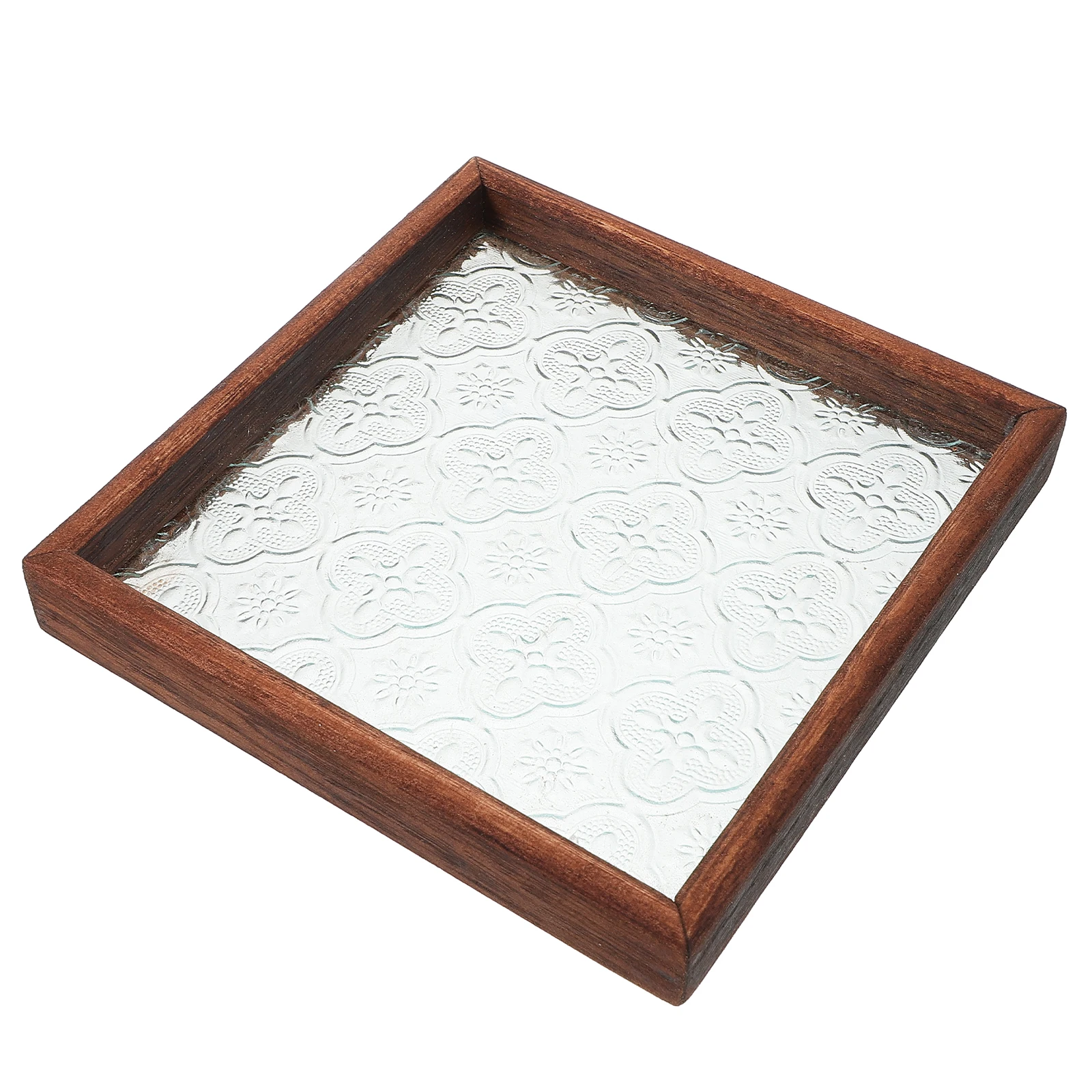 

Square Wooden For Tea Ceremonies Snacks Jewelry Storage Rustic Home Decor Solid Wood Glass Serving Tray Coffee Table Kitchen