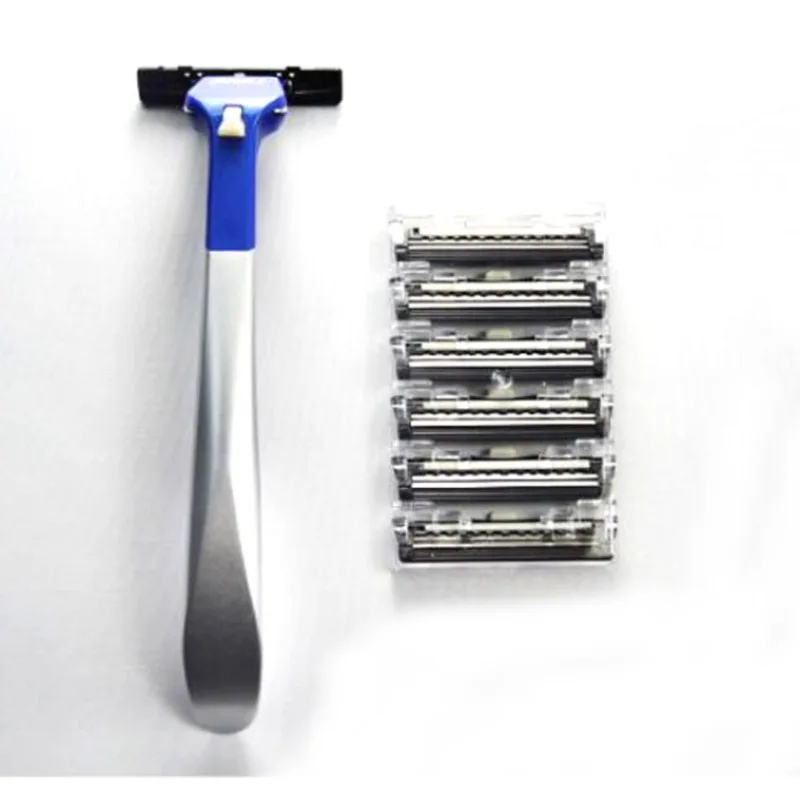 BAILI BP206 2 層カミソリ刃マニュアルシェービングカセットシェーバーバタフライツイストオープン T 字型ユニセックス +6 交換刃カセット