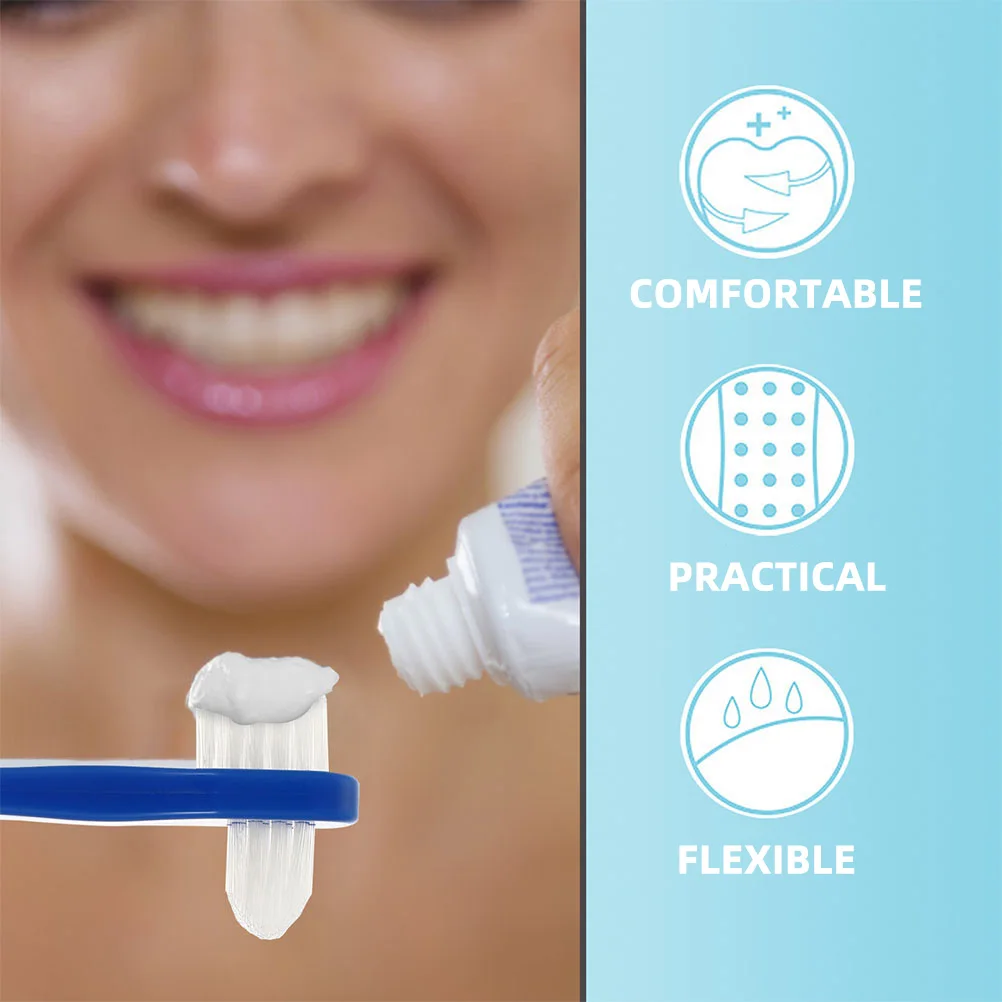

6pcs Adult Toothbrush Double-headed Denture Brush Portable PP Firm White Blue Red Each Oral Care Supply Teeth Cleaning Tool