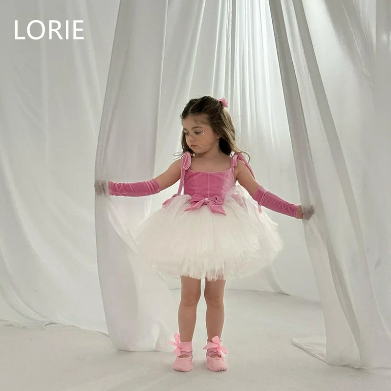 

LORIE A-line Pink Tulle Cute Girl Dress Spaghetti Strap Mini Baby Girl Dresses New Birthday Present Customized 2025 Gift