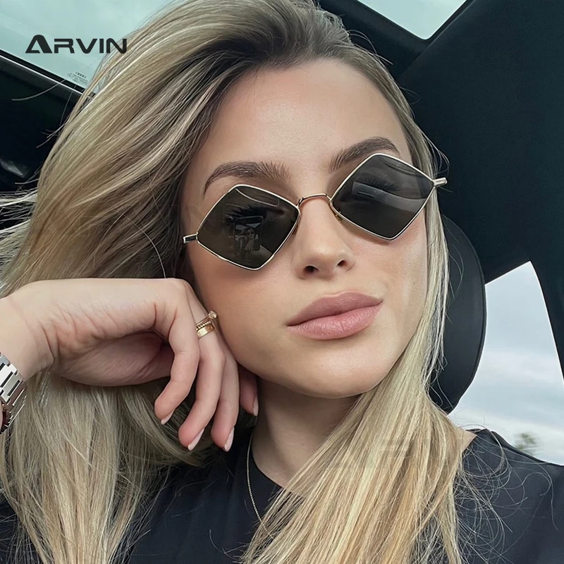 Y2K Women's Rhombus Sunglasses 2024 Small Frame Fashion Brand Cateye Sun Glasses for Ladies Retro Leisure Eyewear Shades Black