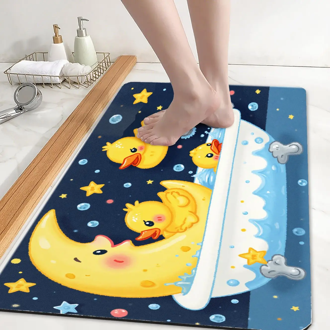 

MatMuse Cute Moon and Duck Bath Soft Diatomaceous Earth Mat Floor mats Washable Modern Balcony Easy Clean Entrance Fashion Mat