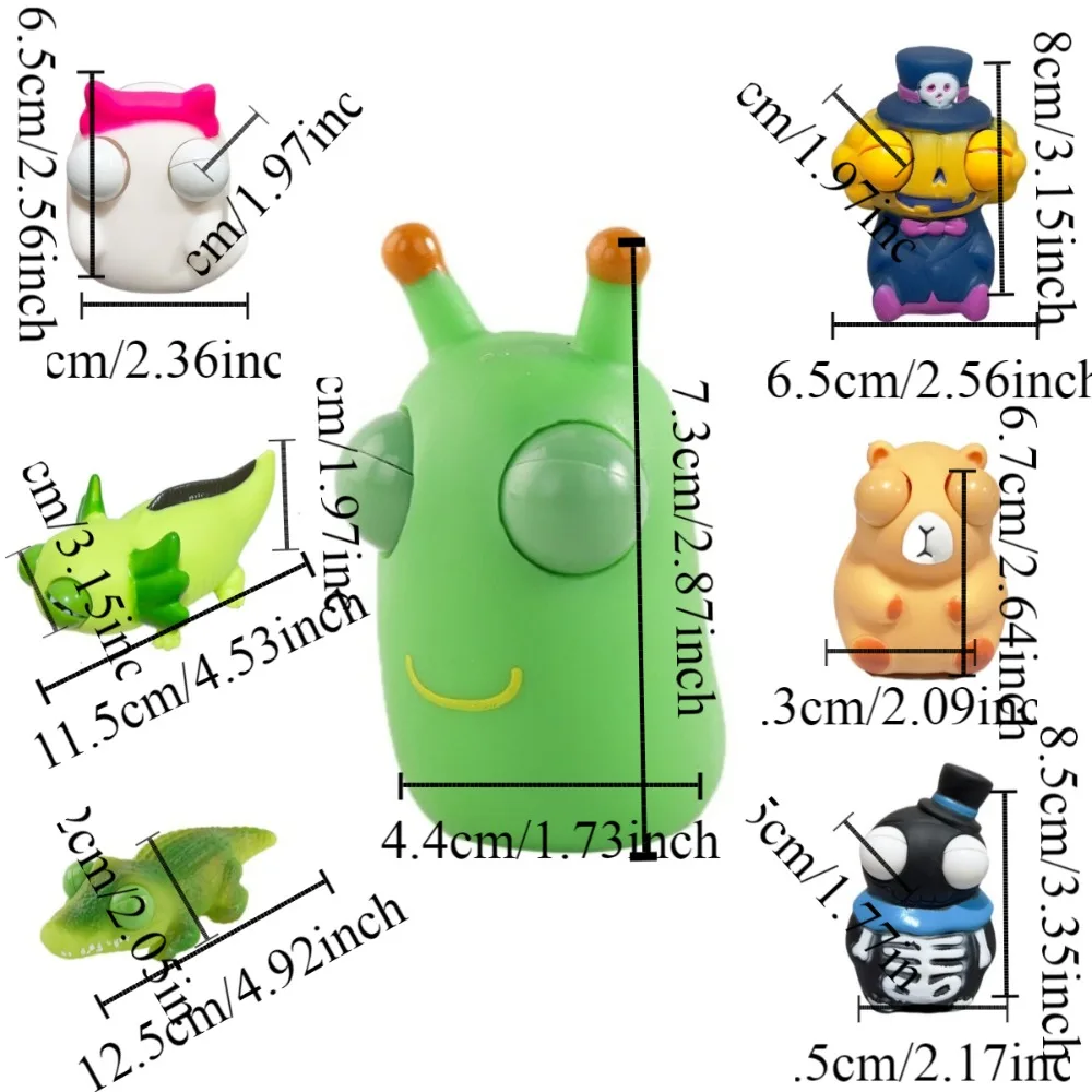 3 pçs abóbora globo ocular explosão squeeze brinquedo fantasma salamandra descompressão brinquedo de halloween dos desenhos animados capivara ventilação espremendo boneca