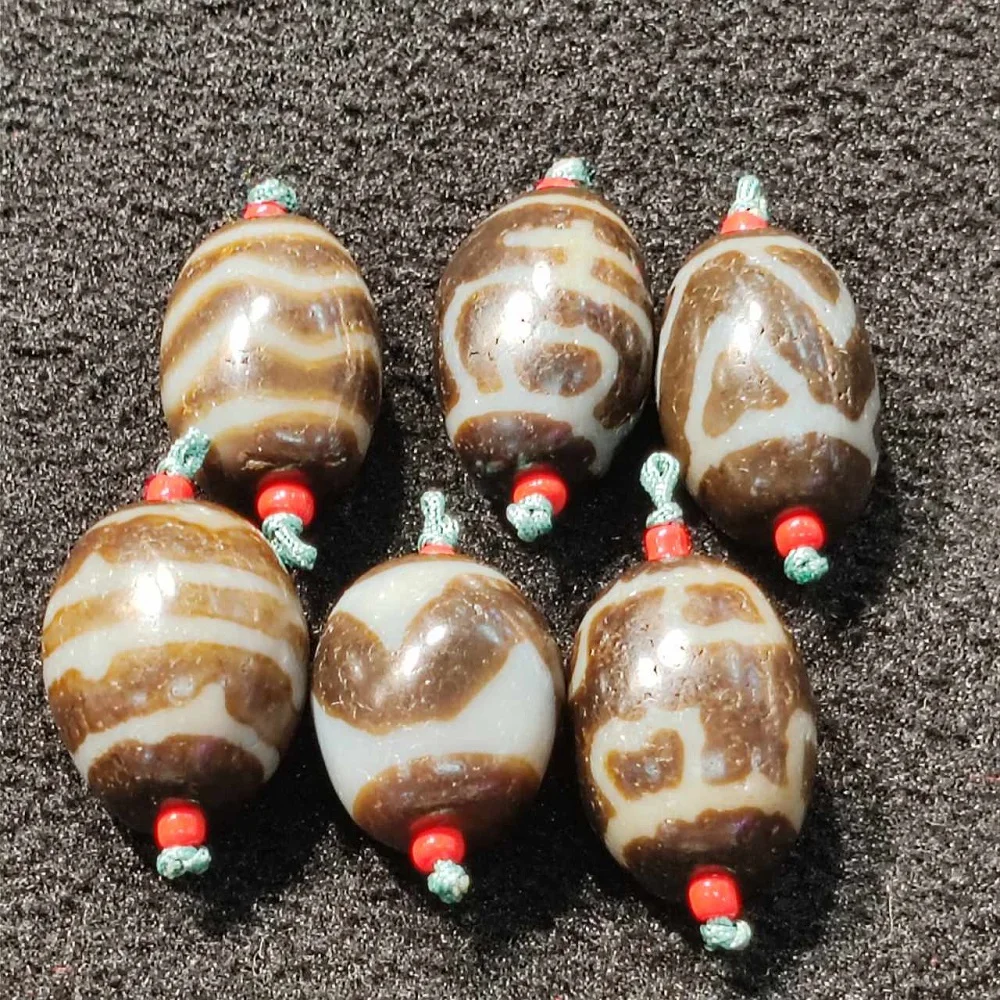 Tibet Agate Dzi Horseshoe Weathered Tiger Teeth Treasure Bottle Multi totem Heavenly Bead Necklace Pendant DIY Accessories