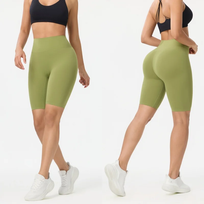Nylon Damen-Shorts Gym Yoga Radfahrer-Shorts Hohe Taille Elastisch Atmungsaktiv Keine T-Linie Fitness Damenbekleidung – Detail 6