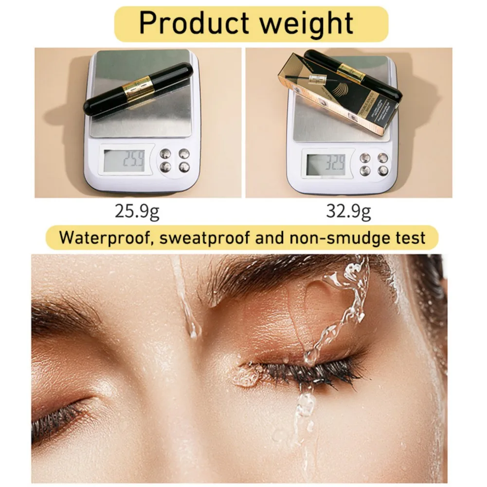 เครื่องสำอางมาสคาร่าสีดำสองหัวแต่งหน้าให้วอลลุ่มดวงตากันน้ำกันรอยเปื้อนความยาวดัดขนตา4D เส้นใยหนา
